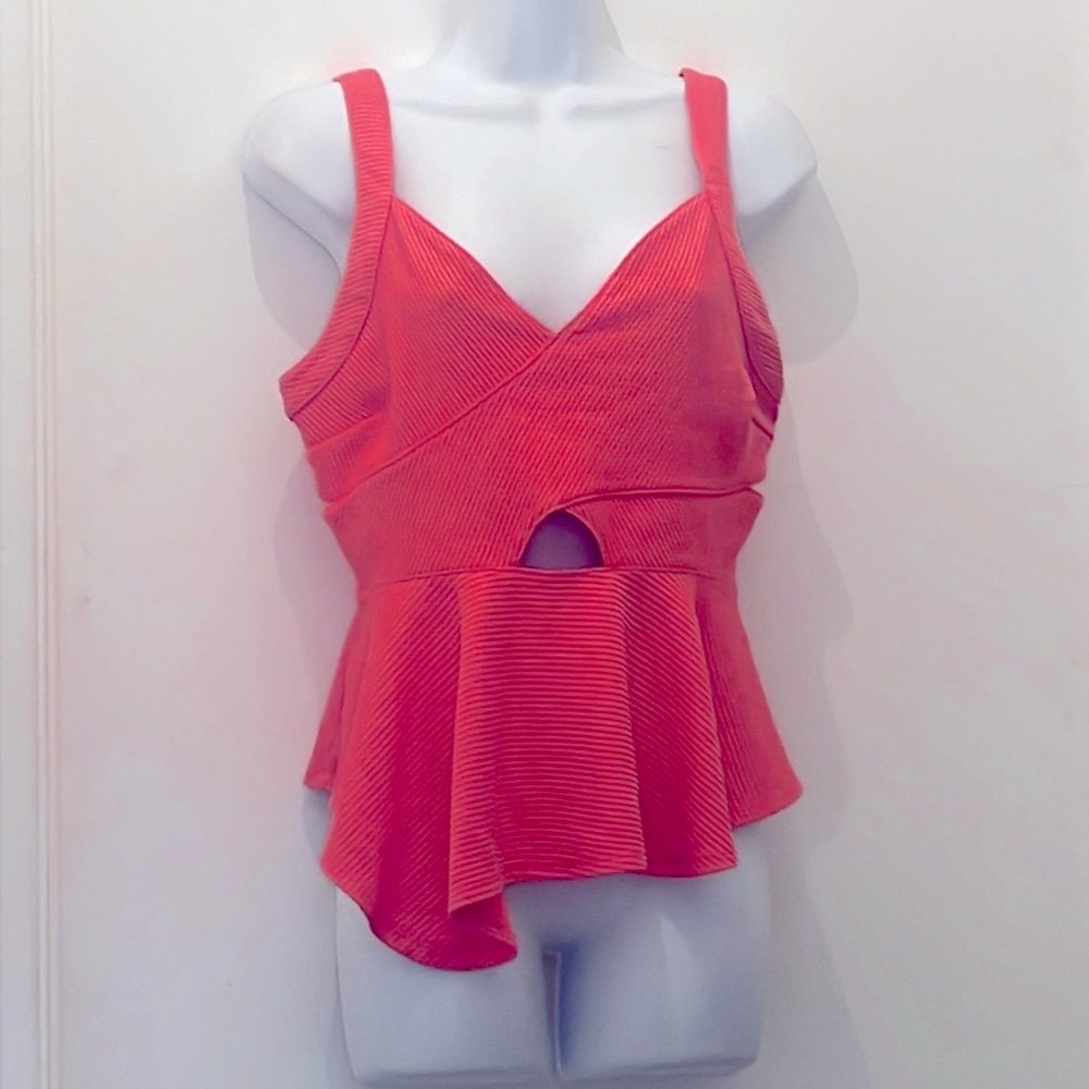 - Love fire orange asymmetrical tank top ribbed in size XL